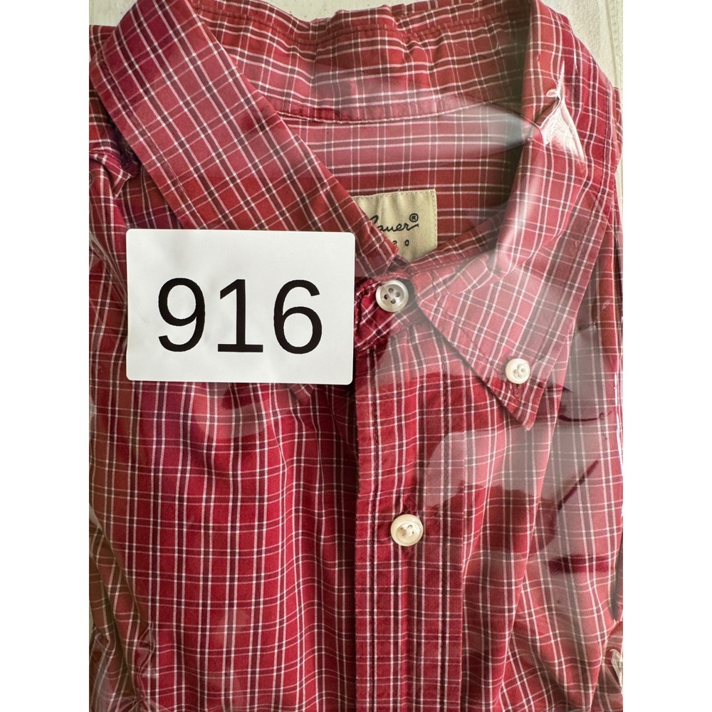 Eddie Bauer Button Front Shirt Mens Large Red Micro Check Plaid Long Sleeve L - Picture 9 of 9
